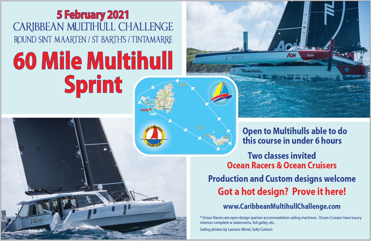 Poster of the 60 MILE MULTIHULL SPRINT at the 2021 edition of the Caribbean Multihull Challenge