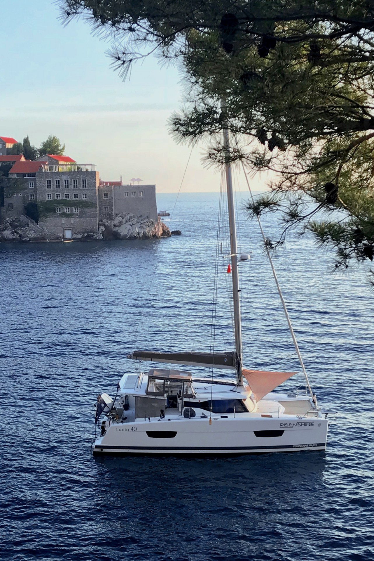 Sailing Catamaran Fountaine Pajot Lucia 40 mooring in Kotor