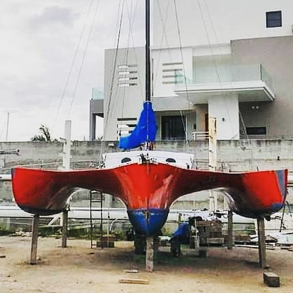 2019 Caribbean Multihull Challenge - Trimaran weighing at Bobby's Megayard