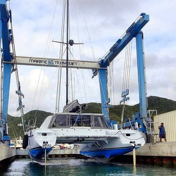 2019 Caribbean Multihull Challenge - Catamaran weighing at Bobby's Megayard