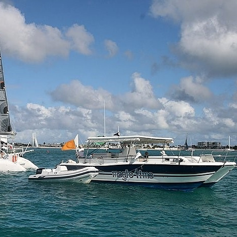 Caribbean Multihull Challenge - Race Commitee power catamaran