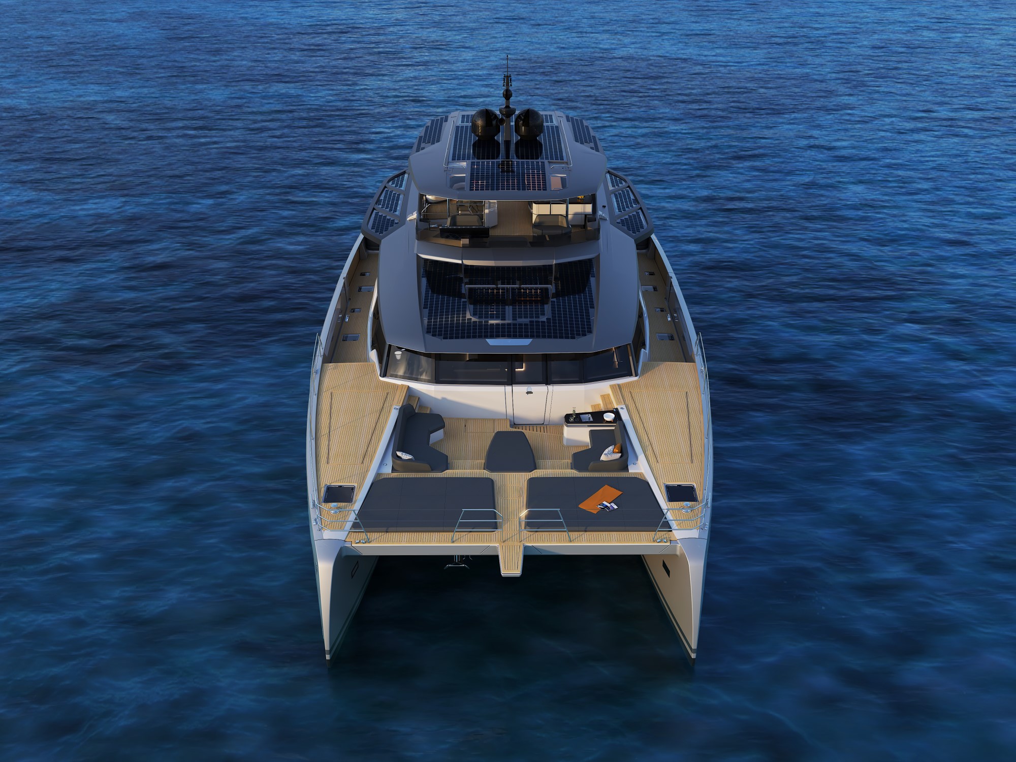 Front cockpit of Fountaine Pajot Power 80 catamaran - Luxury yacht