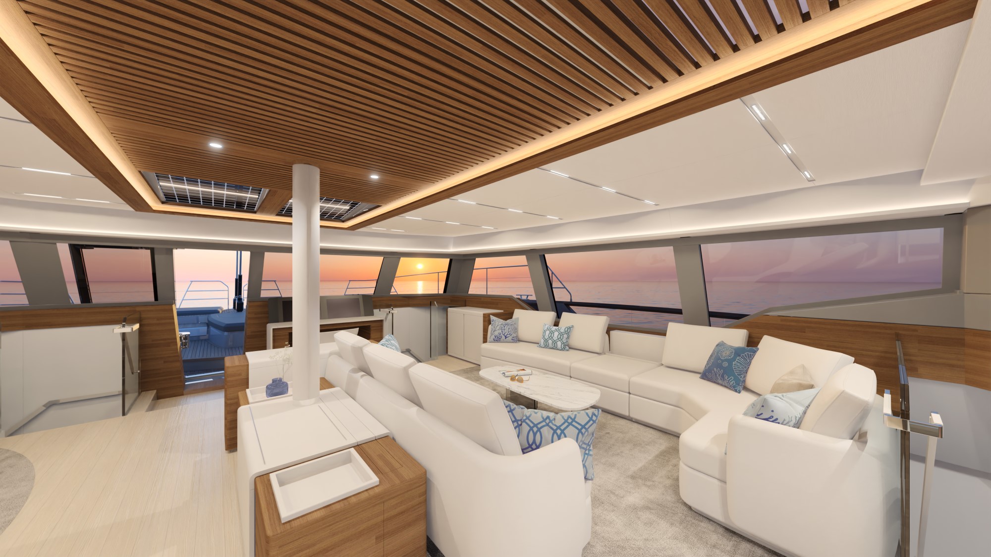 Interior cockpit of Fountaine Pajot Power 80 catamaran - Luxury yacht