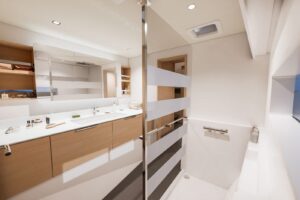 Bathroom of Fountaine Pajot FP 48 - For sale in the Caribbean by yacht dealer Caribbean Multihulls