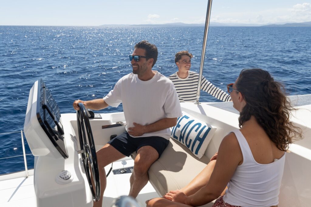 Helm station of catamaran Fountaine Pajot FP 44 for sale in the Caribbean by yacht dealer Caribbean Multihulls