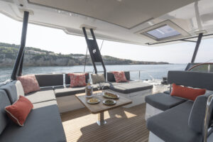 Flybridge of Fountaine Pajot Samana 59 - For sale by yacht dealer Caribbean Multihulls