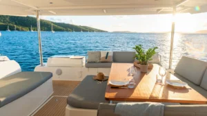 Bañera trasera en Fountaine Pajot FP 51 con el concesionario de yates caribeño Caribbean Multihulls