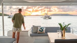 Back cockpit plancha in Fountaine Pajot FP 51 with Caribbean yacht dealer Caribbean Multihulls