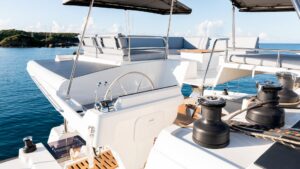 Helm station in Fountaine Pajot FP 51 with Caribbean yacht dealer Caribbean Multihulls