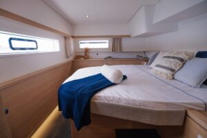Master cabin in FP48 sailing catamaran by Fountaine Pajot - for sale in the Caribbean by Caribbean Multihulls yacht dealer