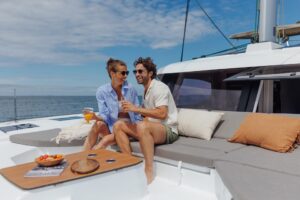 Front cockpit in Fountaine Pajot FP48 sailing catamaran - for sale by Caribbean Multihulls yacht dealer
